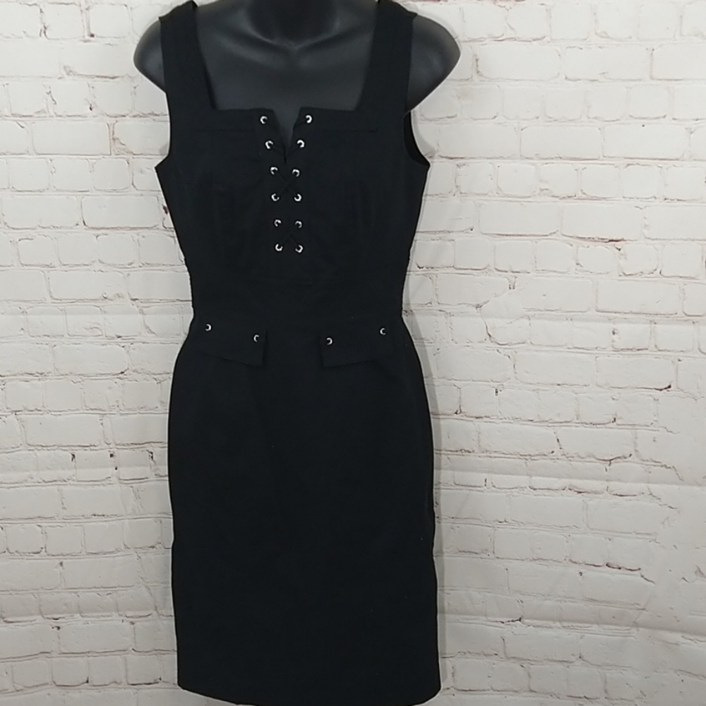 NWT White House Black Market Black Cotton Dress